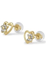 lovable itty-bitty clear flower birthstone earrings for babies and children